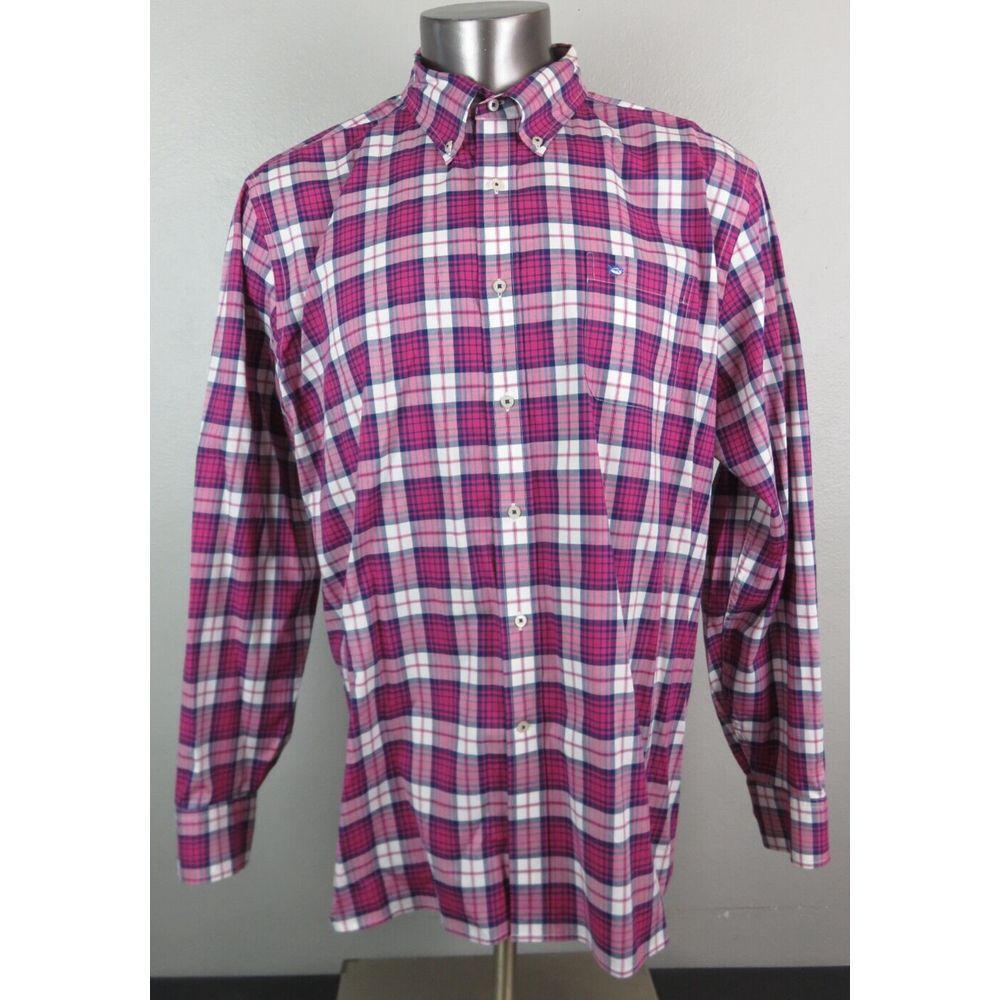 Mens Southern Tide‎ Club Long Sleeve Button Front Shirt XL Cotton Stretch Plaid